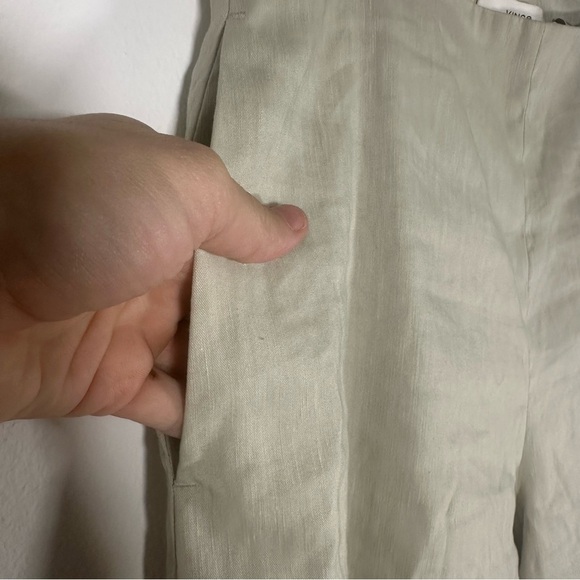 VINCE Crop Wide Leg Pant Light Dove Grey Linen Blend Stretch Size 2 - Picture 6 of 13